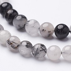 Natural Black Rutilated Quartz Beads Strands&nbsp;X-G-D295-8mm