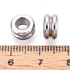 303ステンレススチールビーズ  内部のゴムと  溝付き柱  ステンレス鋼色  9x5mm  穴：3mm&nbsp;LS-STAS-N110-21P