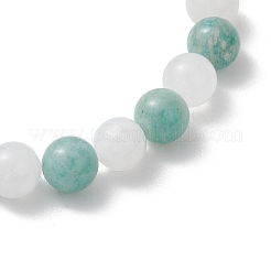 Natural Amazonite & White Jade Beaded Stretch Bracelets for Women&nbsp;BJEW-JB13369
