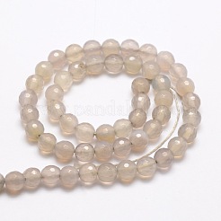 カット加工天然石瑪瑙ラウンドビーズ連売り  染め  濃いグレー  6mm  穴：1mm  約64個/連  13.5インチ&nbsp;G-E319B-6mm-09