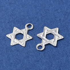 真鍮製チャーム  カドミウムフリー＆鉛フリー  星型チャーム  925銀メッキ  8.5x6x0.2mm  穴：1mm&nbsp;KK-F880-09S
