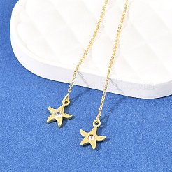 真鍮製クリアキュービックジルコニア耳飾り  ラックめっき  長持ちメッキ  鉛フリー＆カドミウムフリー  ゴールドカラー  ヒトデ  61.5x9.5mm&nbsp;EJEW-H182-05A-G
