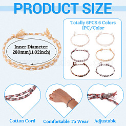 6Pcs 6 Colors Bohemian Cotton Cord Braided Bracelets&nbsp;BJEW-TA0001-28
