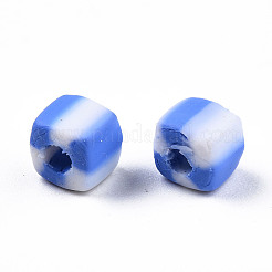 手作り樹脂粘土ビーズ連売り  キューブ  コーンフラワーブルー  5x5x4.5mm  穴：2mm  約85~86個/連  15.83インチ〜16.06インチ（40.2~40.8cm）&nbsp;CLAY-N010-074-04