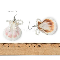 Natural Scallop Shell Dangle Earrings&nbsp;EJEW-TA00813