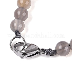 Natural Grey Agate Round & Cone Beaded Necklaces&nbsp;NJEW-N064-03C