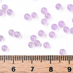 蓄光透明ガラスシードラウンドビーズ  穴なし/ドリルなし  グレードA  プラム  3~3.5mm  約7500個/袋&nbsp;GLAA-F124-D09-B