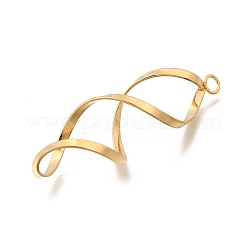 合金ビッグサイズペンダントトップ  ゴールドカラー  ツイスト  ライトゴールド  57x19x16mm  穴：3.5mm&nbsp;FIND-U032-03KCG