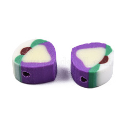 手作り樹脂粘土ビーズ  桃  ミックスカラー  9~9.5x9.5~10x4.5mm  穴：1.2~1.8mm&nbsp;CLAY-N008-80-B