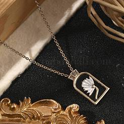 Arch with Flower Brass Enamel Pendant Necklaces&nbsp;LS-NJEW-H051-06G