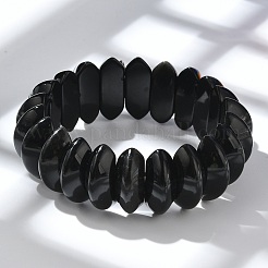 双円錐形の天然黒曜石ビーズ ストレッチブレスレット 女性用 男性用  内径：2-1/4~ 2-1/2インチ（5.75~6.45cm）&nbsp;BJEW-C097-05E