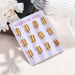 304ステンレススチールスタッドピアス  長方形  ゴールドカラー  12x7.5mm  12個/セット&nbsp;EJEW-C099-21G