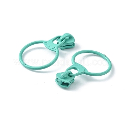 合金ジッパー  レジンプラー付き  ラウンド  カドミウムフリー＆鉛フリー  ターコイズ  37mm  リング：31.5x23.5x1.5mm  ジッパープラー：10.5x9x7.5mm&nbsp;PALLOY-WH0079-16J-RS