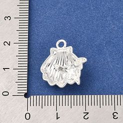真鍮チャーム  ラックめっき  長持ちメッキ  鉛フリー＆カドミウムフリー  銀  シェル形状  17x17x6mm  穴：2mm&nbsp;KK-F917-03D-S
