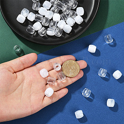 120個 2スタイル ABSプラスチック模造真珠ヨーロピアンビーズ  大穴ビーズ  バレル  ツートン。不透明樹脂ビーズ  コラム  ミックスカラー  11~12x11mm  穴：5mm  60個/スタイル&nbsp;FIND-SC0019-29