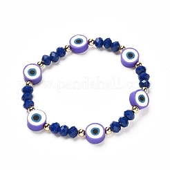 Evil Eye Handmade Polymer Clay Beads Stretch Bracelet for Girl Women&nbsp;BJEW-JB06814