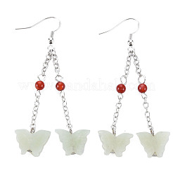 Butterfly Natural New Jade Dangle Earrings for Girl Women&nbsp;EJEW-S212-002