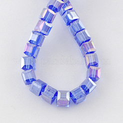 電気メッキガラスビーズセット  ABカラーメッキ  多面カット  キューブ  藤紫色  8x8x8mm  穴：1mm  約72個/連  21.6インチ&nbsp;X-EGLA-R030-8x8mm-12