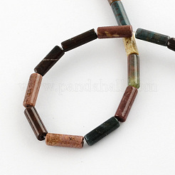 天然石インディアン瑪瑙ビーズ連売り  チューブ  カラフル  13x4~5mm  穴：1mm  約27~30個/連  15.3インチ&nbsp;X-G-R181-03