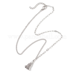Alloy Tassel Pendant 304 Stainless Steel Mixed Chain Necklaces&nbsp;NJEW-JN05882