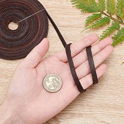 平らな牛革コード  ネックレス＆ブレスレット作りアクセサリー用  ココナッツブラウン  6x2mm&nbsp;NCOR-WH0002-01A