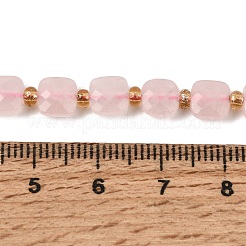 天然石ローズクォーツビーズ連売り  多面カット正方形  シードビーズで  6x6x3.5~4mm  穴：0.8mm  約48個/連  14.96''（38センチメートル）&nbsp;GG-CBA96AE-A10-6x6mm