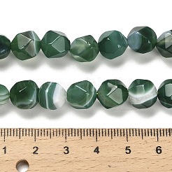 染めた天然バンド瑪瑙ビーズ連売り  スターカットラウンドビーズ  多面カット  グリーン  9.5~10x9~10x9~10mm  穴：1~1.2mm  約36~38個/連  13.58~14.37''（34.5~36.5センチメートル）&nbsp;G-G203-08A