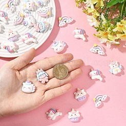 20 個の不透明な樹脂カボション  ユニコーン  ミックスカラー  17~27x21~28x7~8mm&nbsp;CRES-YW0002-72