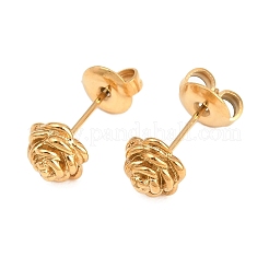 バレンタインデー用 304ステンレススチール製スタッドピアス（女性用）  花  ゴールドカラー  7x7mm&nbsp;EJEW-F407-01G