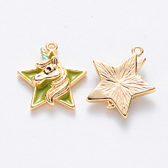 Brass Enamel Pendants&nbsp;KK-T049-024G-04-NF
