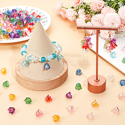216色UVメッキアクリルビーズキャップ9個  DIY装飾用アクセサリー  虹色の花  ミックスカラー  11x8.5mm  穴：1.4mm  24個/カラー&nbsp;MACR-SC0001-38