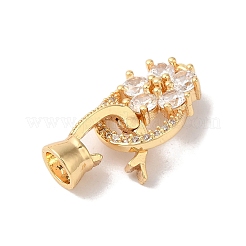 Brass Micro Pave Cubic Zirconia Fold Over Clasps&nbsp;KK-B098-08G-01