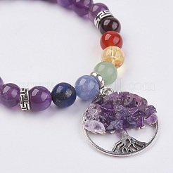 Chakra Jewelry Natural & Synthetic Mixed Stone Beads Charm Bracelet&nbsp;BJEW-JB03608