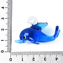 手作りランプワークペンダント  イルカのチャーム  ドジャーブルー  21~25x39.5~42x17~20mm  穴：3~4mm&nbsp;LAMP-N034-23B