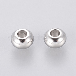変色しにくいロンデル 304 ステンレススチールビーズ  ステンレス鋼色  5x3mm  穴：2mm&nbsp;X-STAS-S028-15