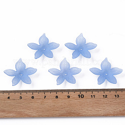 透明なアクリルビーズ  艶消し  花  コーンフラワーブルー  26x27x6mm  穴：1.8mm  約980個/500g&nbsp;MACR-S373-127-D04