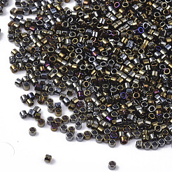 Fgb 11/0グレードaガラスシードビーズ  シリンダー  均一なシードビーズサイズ  メタリックカラー  カラフル  1.5x1mm  穴：0.5mm  約20000個/袋&nbsp;SEED-S030-0007