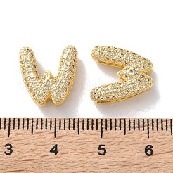Rack Plating Brass Micro Pave Cubic Zirconia Slide Charms&nbsp;KK-C084-34G-W