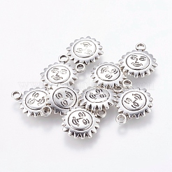CCBプラスチックペンダント  太陽  アンティークシルバー  21x17x3~3.5mm  穴：2.5mm&nbsp;CCB-J028-49AS