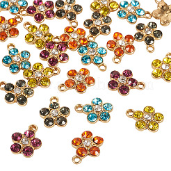 25 個 5 色合金ラインストーンペンダント  花のチャーム  ライトゴールド  ライトゴールド  14.5x12x4mm  穴：1.8mm  5個/カラー&nbsp;FIND-TA0009-29