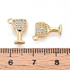 真鍮製マイクロパヴェキュービックジルコニアチャーム  ワイングラス  18KGP本金メッキ  13x12x2.5mm  穴：1.4mm&nbsp;X-KK-N263-67G