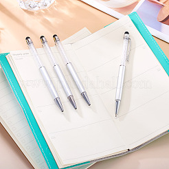 プラスチックボールペン5本  クリスタル入り  銀  146x13x9.5mm&nbsp;AJEW-BT0001-14C