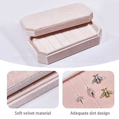 蓋付きベルベットリングオーガナイザーボックス  長方形  ミスティローズ  20.7x10.6x5.35cm&nbsp;CON-WH0089-191