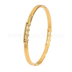 304 Stainless Steel Crystal Rhinestone Rhombus Hinged Cuff Bangles for Women&nbsp;WG11813-01