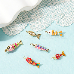 6Pcs 6 Styles Rack Plating Brass Pendants&nbsp;KK-SZ0008-31