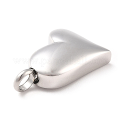 変色しない304ステンレススチール製の壷/香水ペンダント  ハート  ステンレス鋼色  26.5x16x7mm  穴：5mm&nbsp;STAS-D179-15P