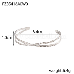 304ステンレススチール製カフバングル  ステンレス鋼色  内径：2-1/2インチ（6.4cm）&nbsp;STAS-OY006-83P