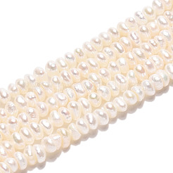 天然養殖淡水パールビーズ連売り  フラットラウンド  乳白色  2~3x2.5~4.5x2.5~4.5mm  穴：0.5mm  約67~77個/連  6.69~7.09インチ（17~18cm）&nbsp;PEAR-N025-01D