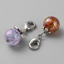 クラックルプラスチックラウンドペンダント装飾  合金製カニカン付き  カラフル  2.6cm&nbsp;KEYC-CJC0001-01P
