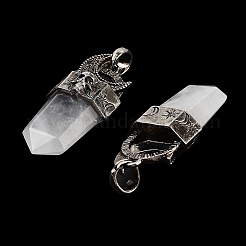 Natural Quartz Crystal Rock Crystal Faceted Sword Pendants&nbsp;G-Q163-01AS-02
